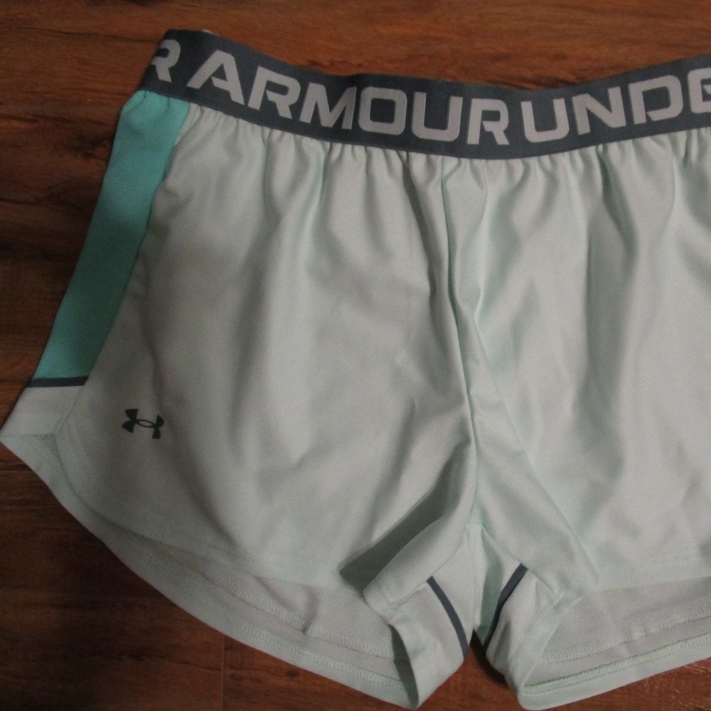 Under Armour Play up Side Mesh Shorts , Green / gray,  Ladies M